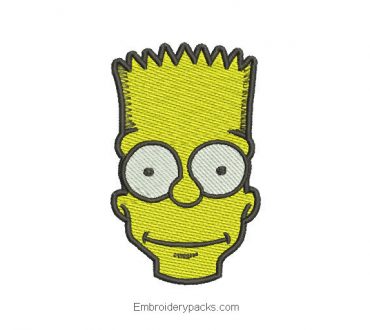 Bart simpson face embroidery design