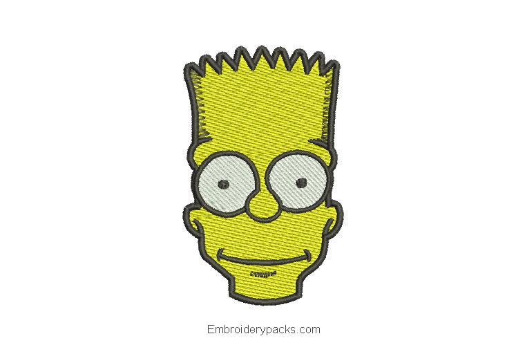 Bart simpson face embroidery design