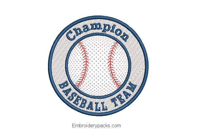 Baseball Team Embroidered Design