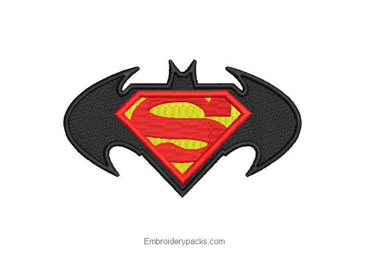 Batman and superman logo embroidery