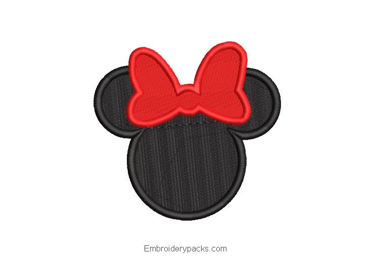 Black mickey mouse face embroidery