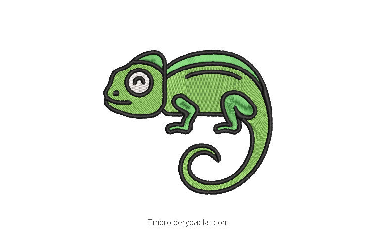 Chameleon machine embroidery design