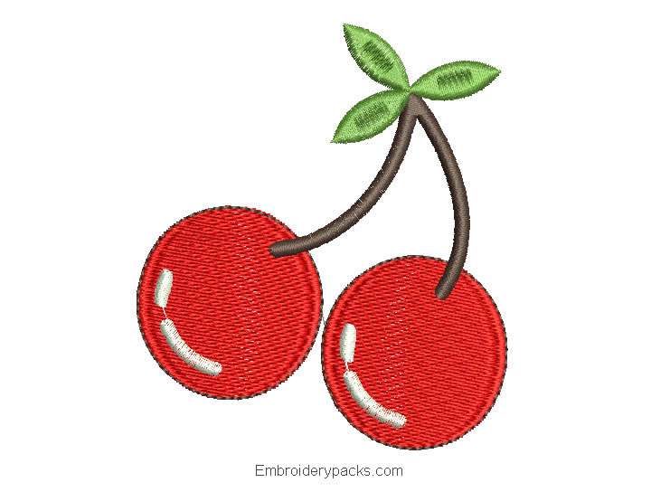 Cherry embroidery design for machine