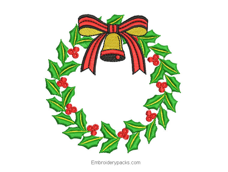 Christmas wreath embroidery design to embroider