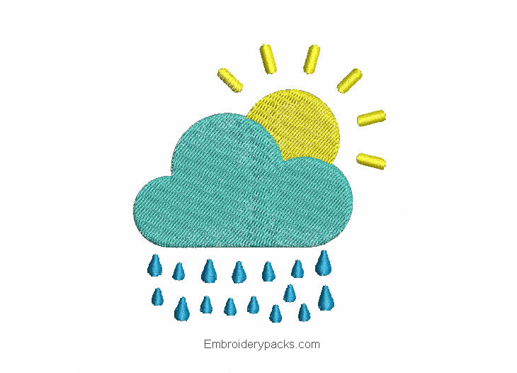 Cloud embroidery with raindrops