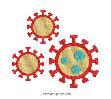 Coronavirus design for machine embroidery