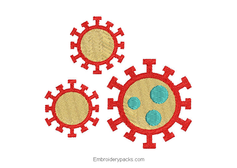Coronavirus design for machine embroidery