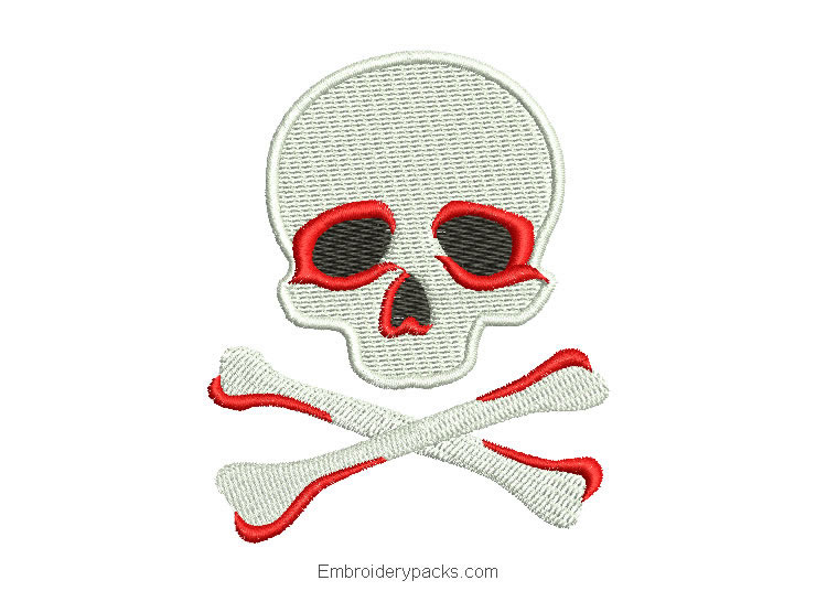 Danger Skull Embroidered Design