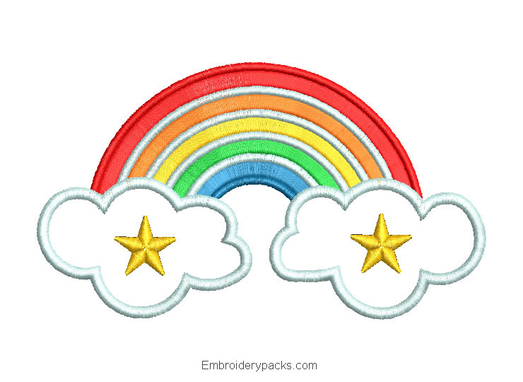Embroidered Rainbow Design with Cloud