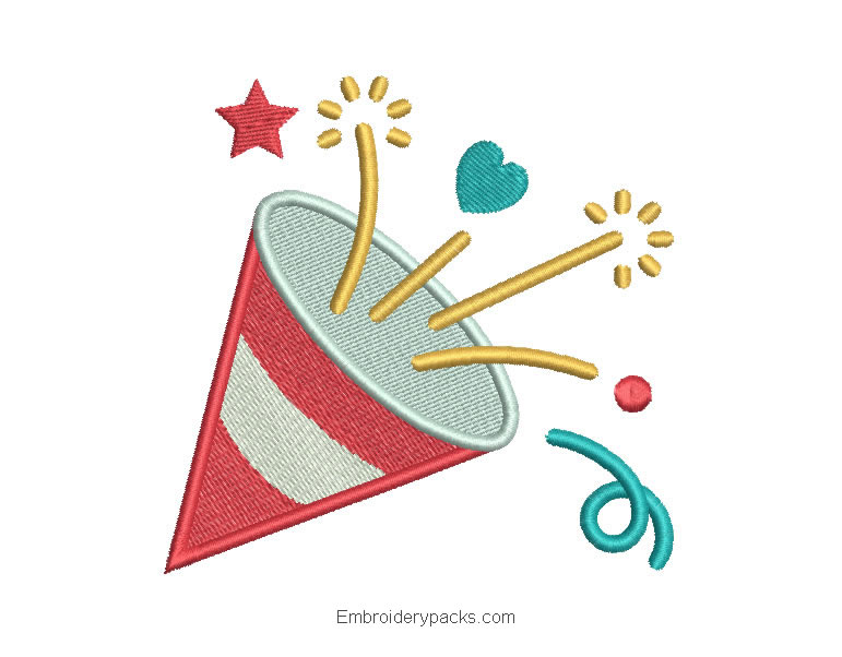 Embroidered birthday cone design for embroidery