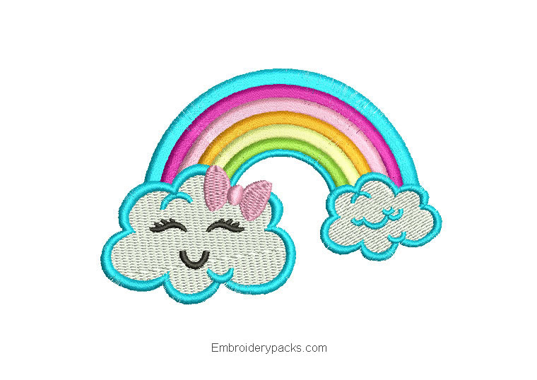 Embroidered child cloud design for embroidery