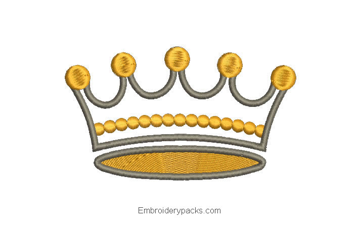 Embroidered crown design with decoration