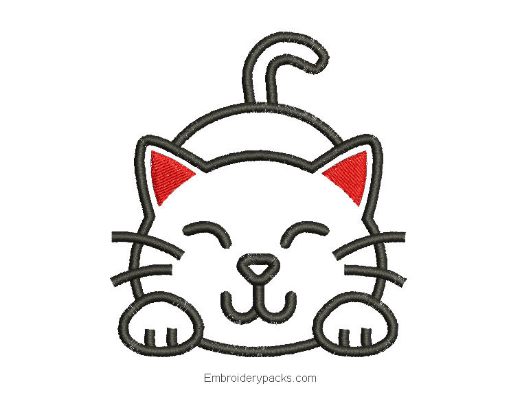 Embroidered design of children's cat to embroider