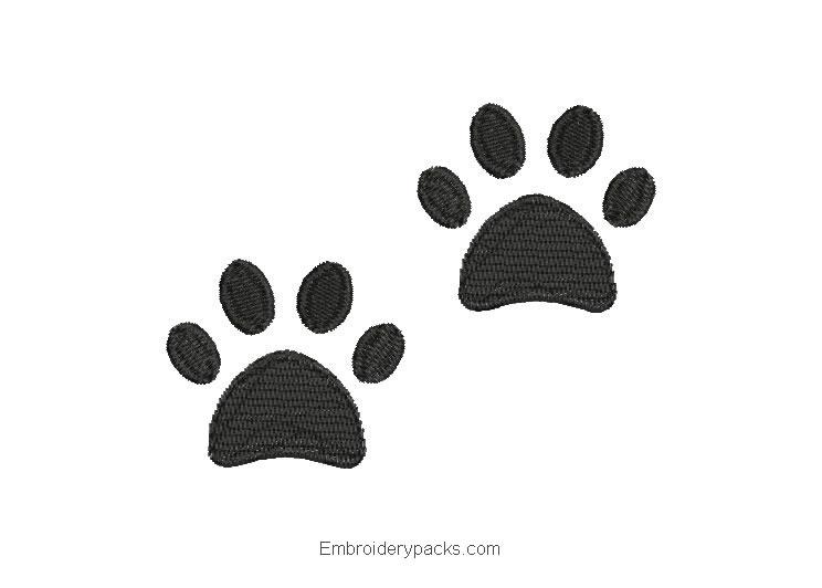 Embroidered design of footprints for machine