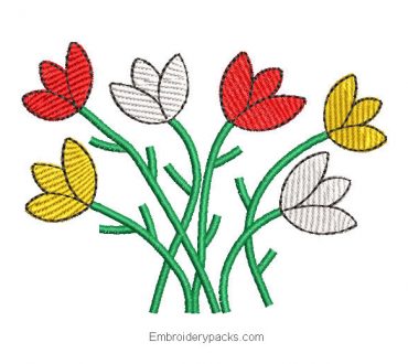 Embroidered flower design with branches