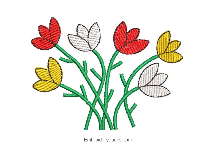 Embroidered flower design with branches