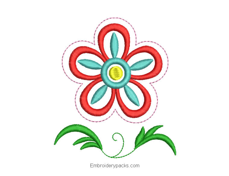 Embroidered flower design with decoration
