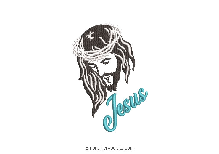 Embroidered jesus design for embroidery