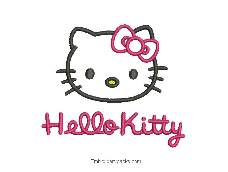 Hello kitty embroidery design