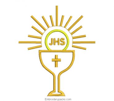 JHS Letter Embroidered Design with Chalice Cup