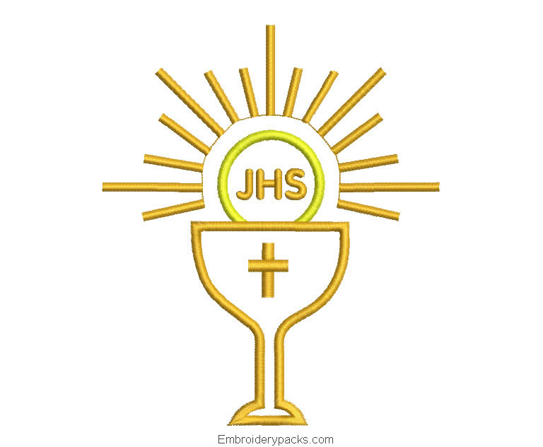 JHS Letter Embroidered Design with Chalice Cup