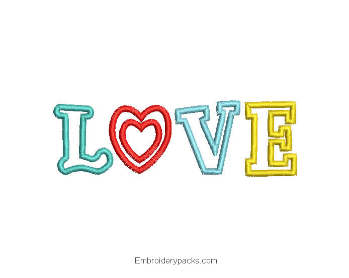 LOVE letter embroidery design to embroider