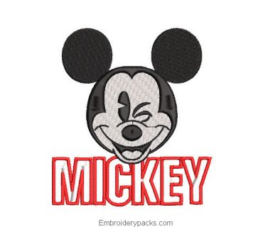 Mickey letter embroidery design