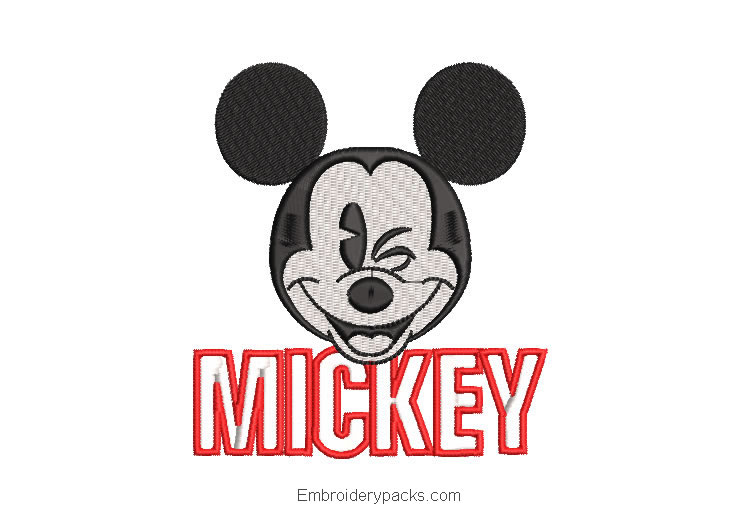 Mickey letter embroidery design
