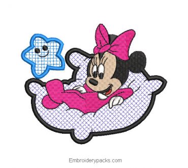 Minnie mouse baby embroidery on pillow