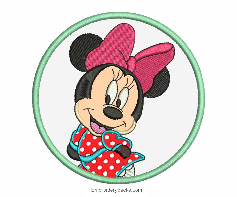 Minnie mouse design with embroidery application