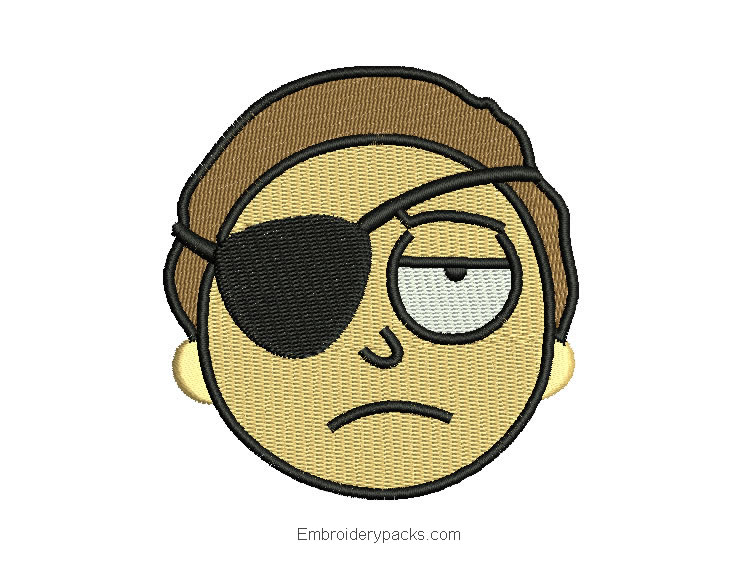 Morty pirate face embroidery design