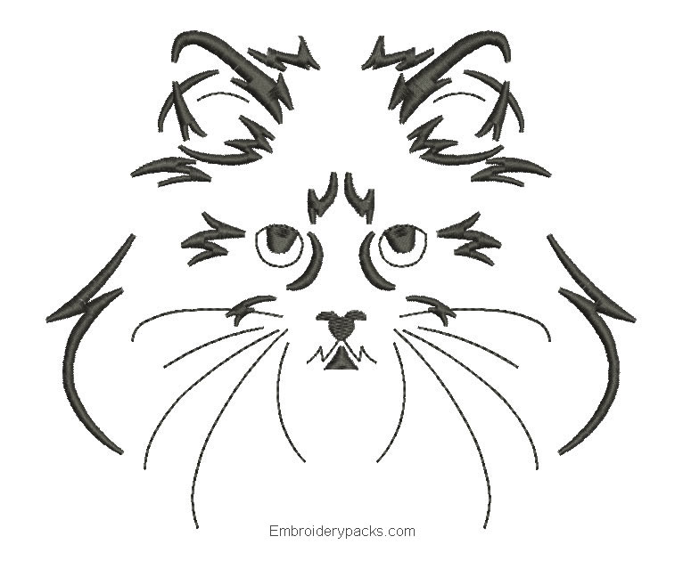 Persian cat face embroidery design