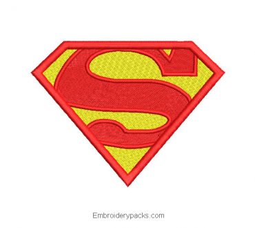 Red superman logo embroidery design