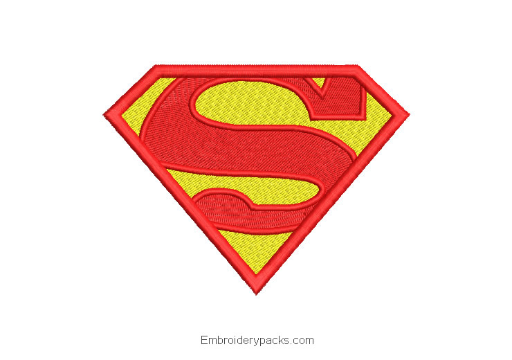 Red superman logo embroidery design