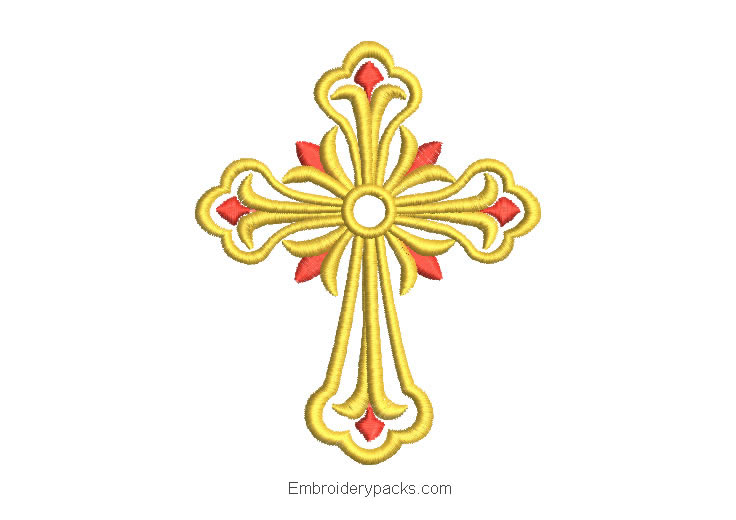 Religious cross design for embroidery