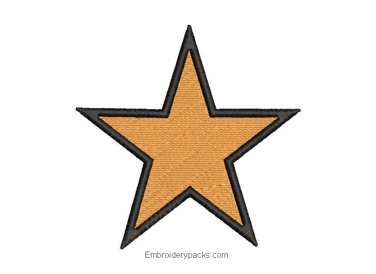 Star Embroidered Design with Black Border