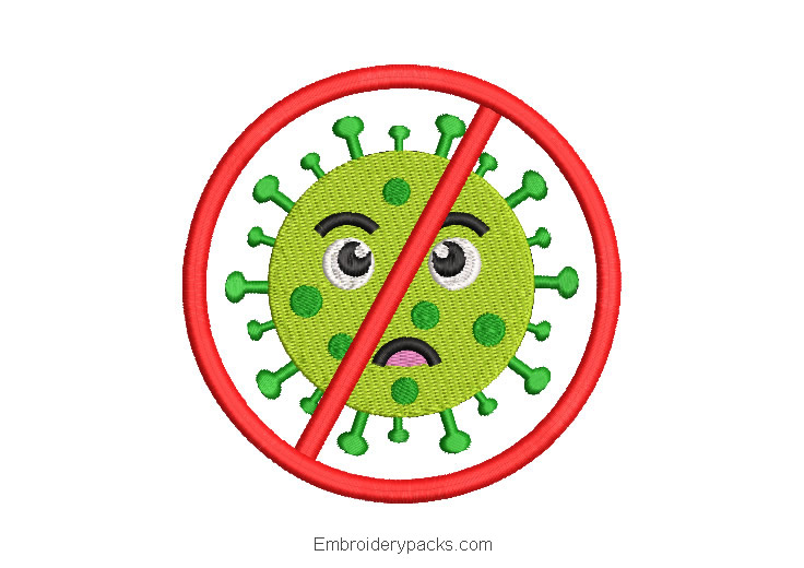 Stop Sign Coronavirus Embroidered Design