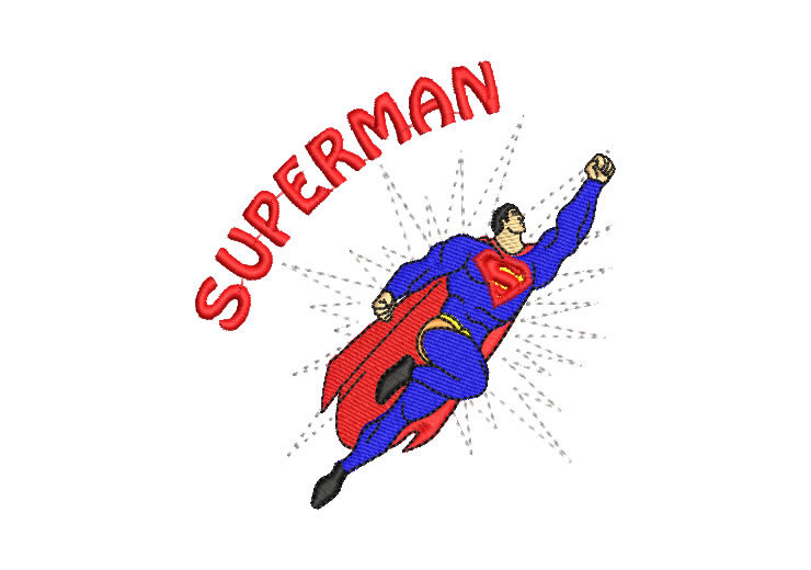 Superman flying machine embroidery design