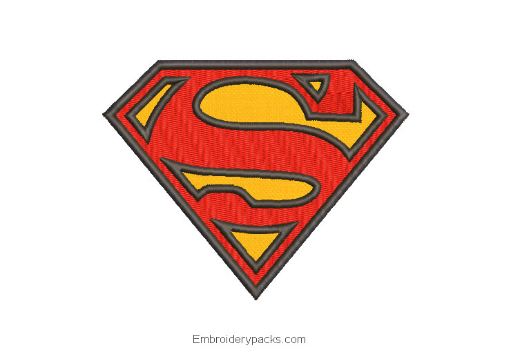 Superman logo embroidery design with application