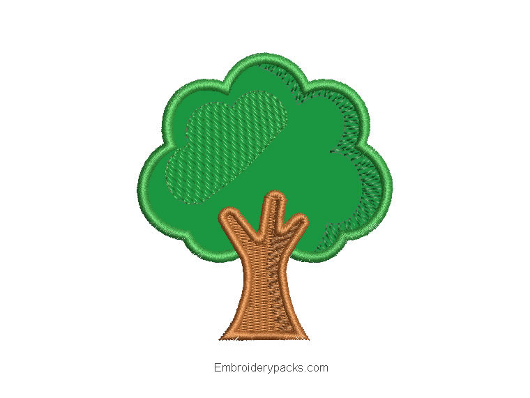 Tree embroidery design with application