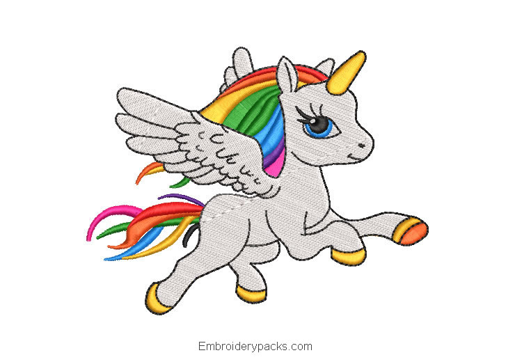Unicorn pony plush embroidery design