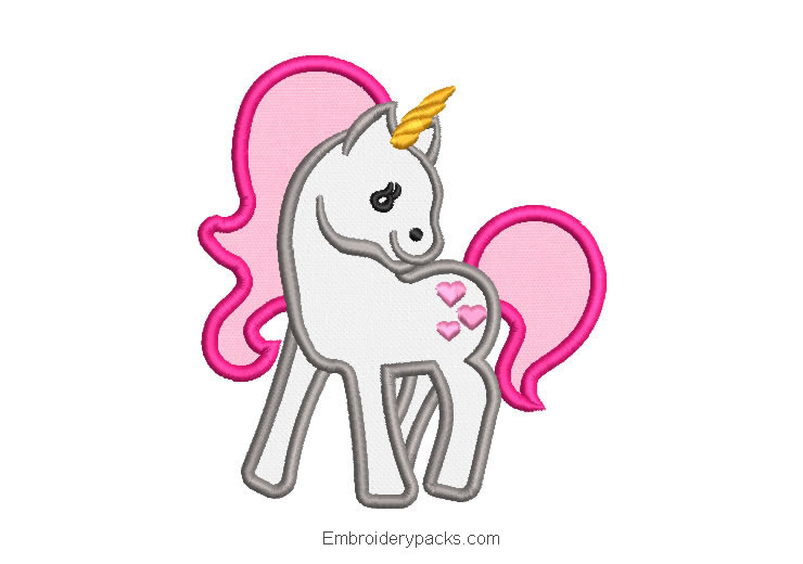 Unicorn with wings embroidery design with app