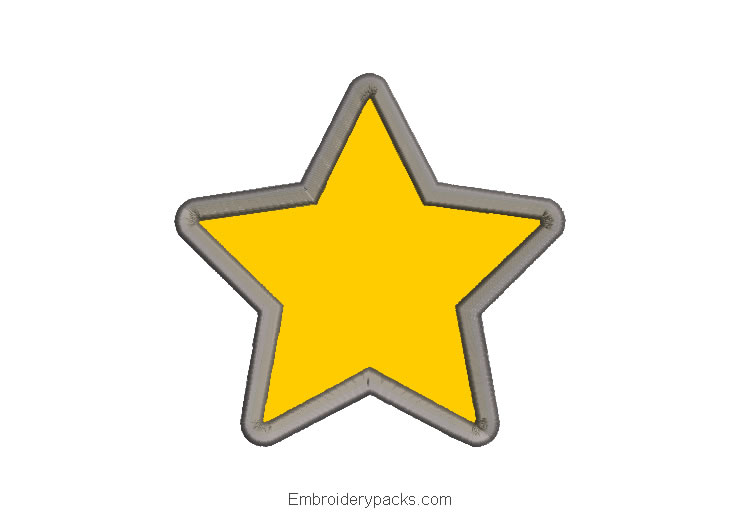 5 point star embroidery design with application
