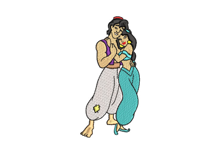 Aladdin Embracing Jasmine Embroidery Designs