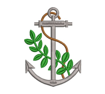 Anchor with Leaves Embroidery Designs