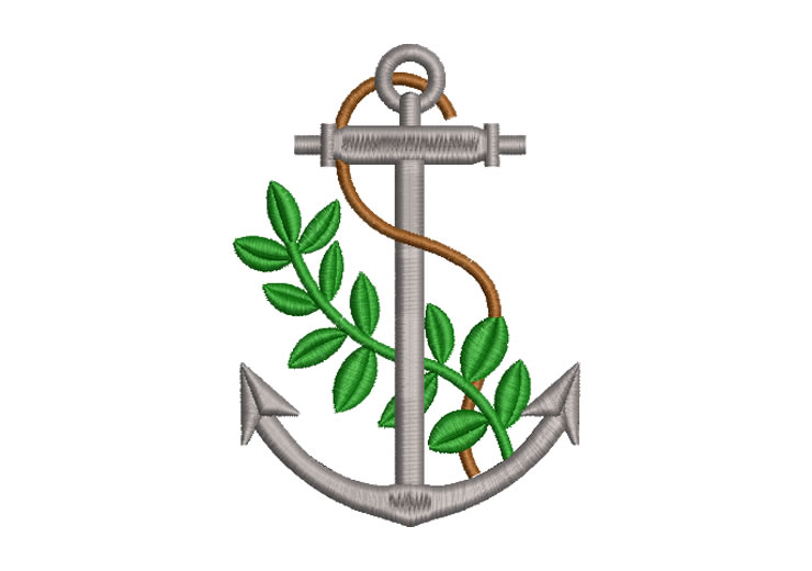 Anchor with Leaves Embroidery Designs