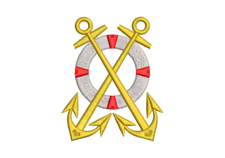 Anchor with Lifebuoy Embroidery Designs