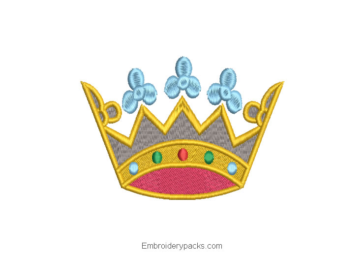 Ancient Queen Crown Embroidered Design