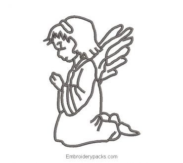 Angel Praying Silhouette Embroidery Design