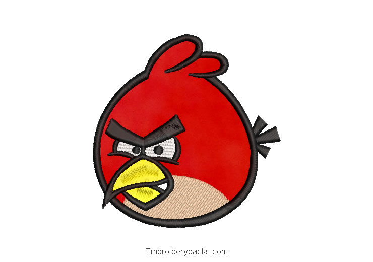 Angry birds Red Embroidered Design with Application